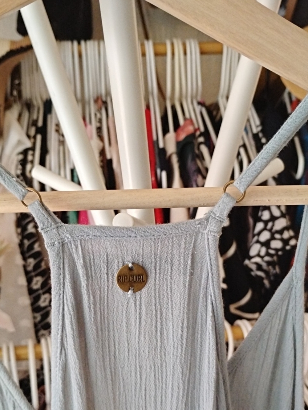 Rip Curl Light Sage Green Sleeveless Maxi Dress with Tassel Tie - Picture 8 of 12
